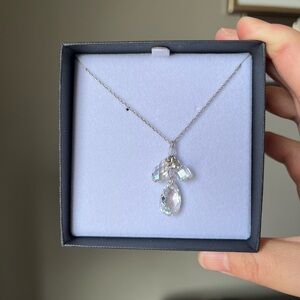 NWT Crystal Teardrop Pendant Necklace - Sterling Silver Italy 925